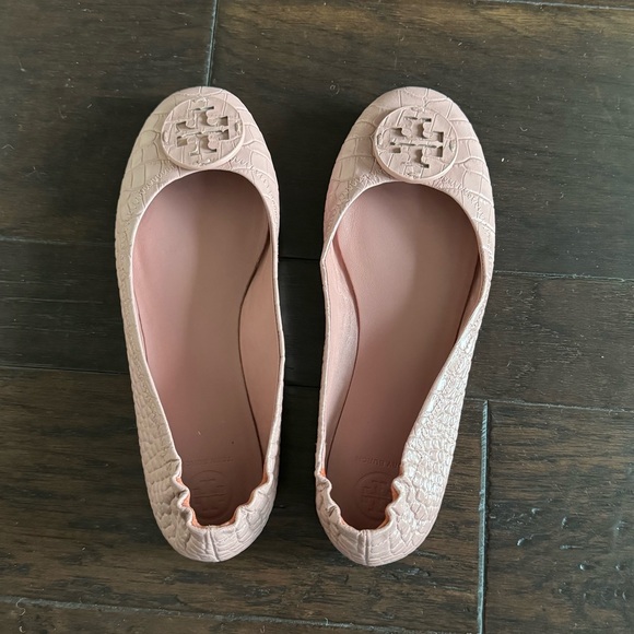 TORY BURCH Minnie Travel Flats - Croc Embossed - Rosa Pink - 9.5 - Picture 3 of 6